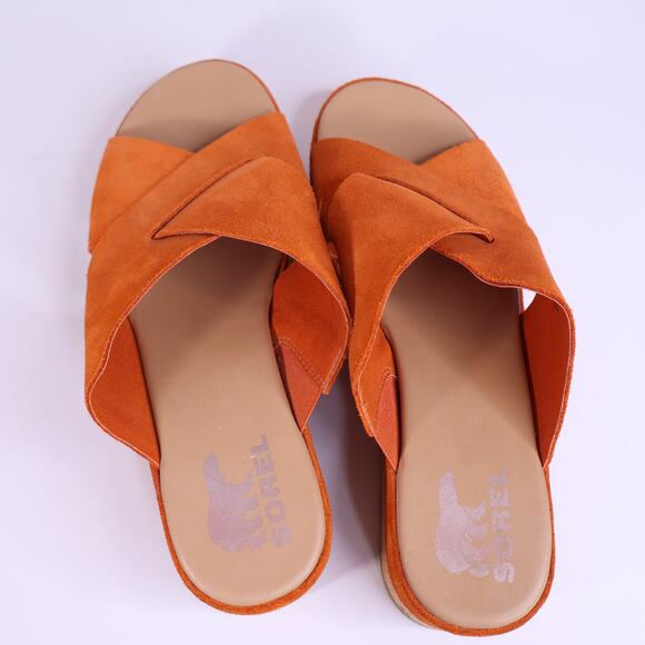 SOREL Cameron Flatform Mule Sandals Desert Sun Crisscross Strap Women's 9.5 - Picture 4 of 8